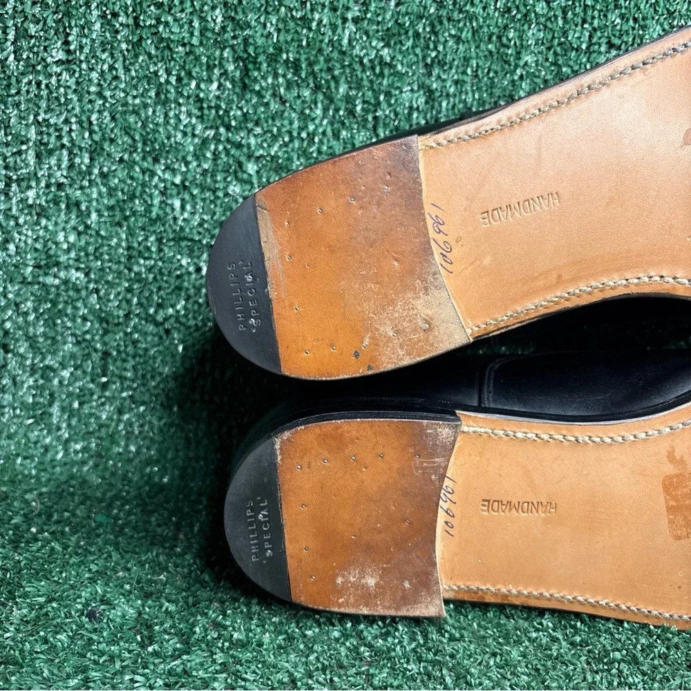 Vintage Mayer Hong Kong Handmade Bespoke Black‎ Leather Shoes Mens Size 12 EE